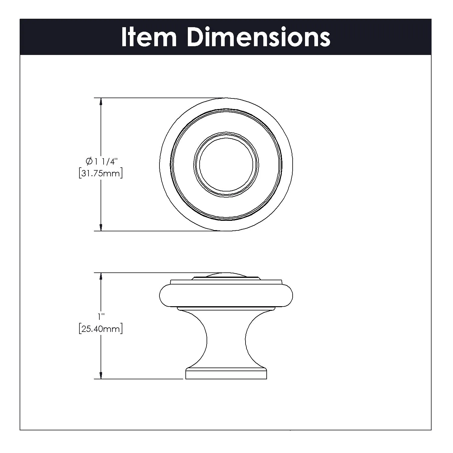 1-1/4 Inch Cottage Cabinet Knob