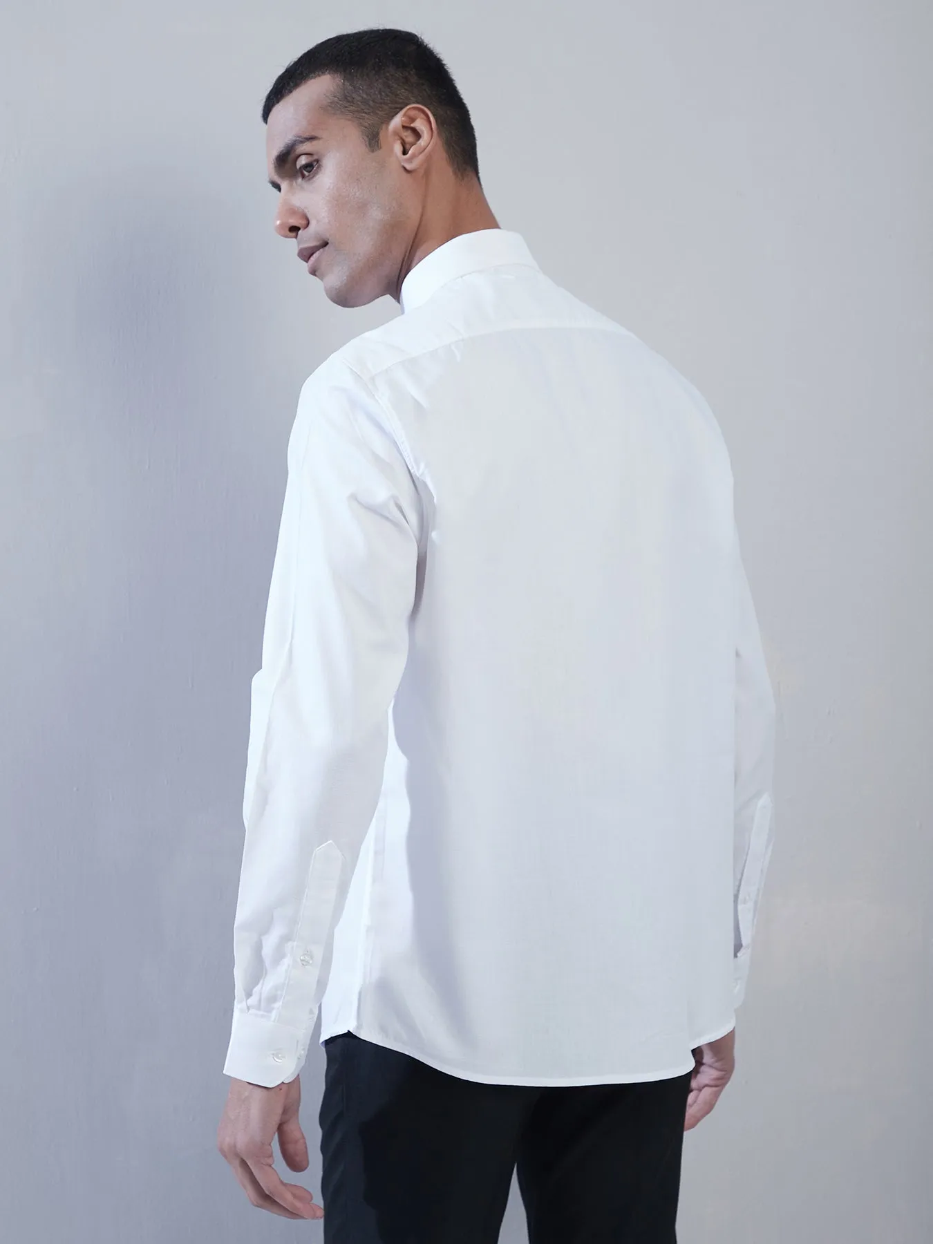 100% Cotton White Dobby Slim Fit Full Sleeve Formal Shirt