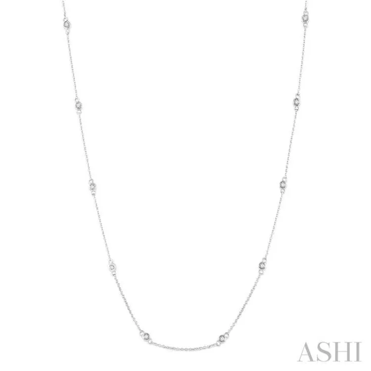 1/3 Ctw Round Cut Diamond Station Necklace in 14K White Gold