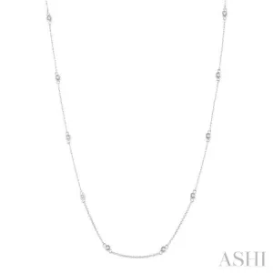 1/3 Ctw Round Cut Diamond Station Necklace in 14K White Gold