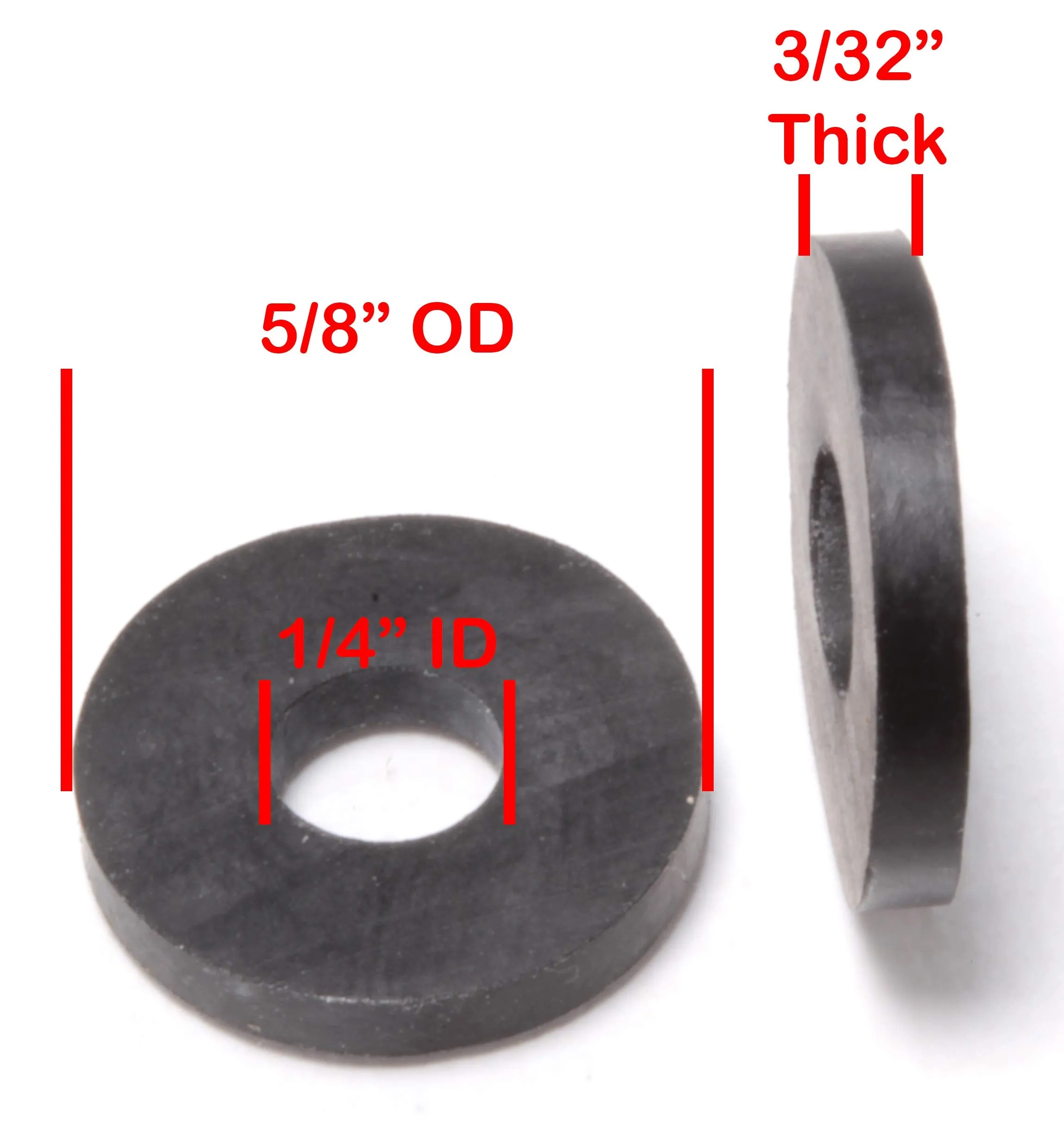 1/4" x 5/8" OD, EPDM Rubber Washers, (100 Pack) Neoprene, 3/32" Thickness - Choose Size