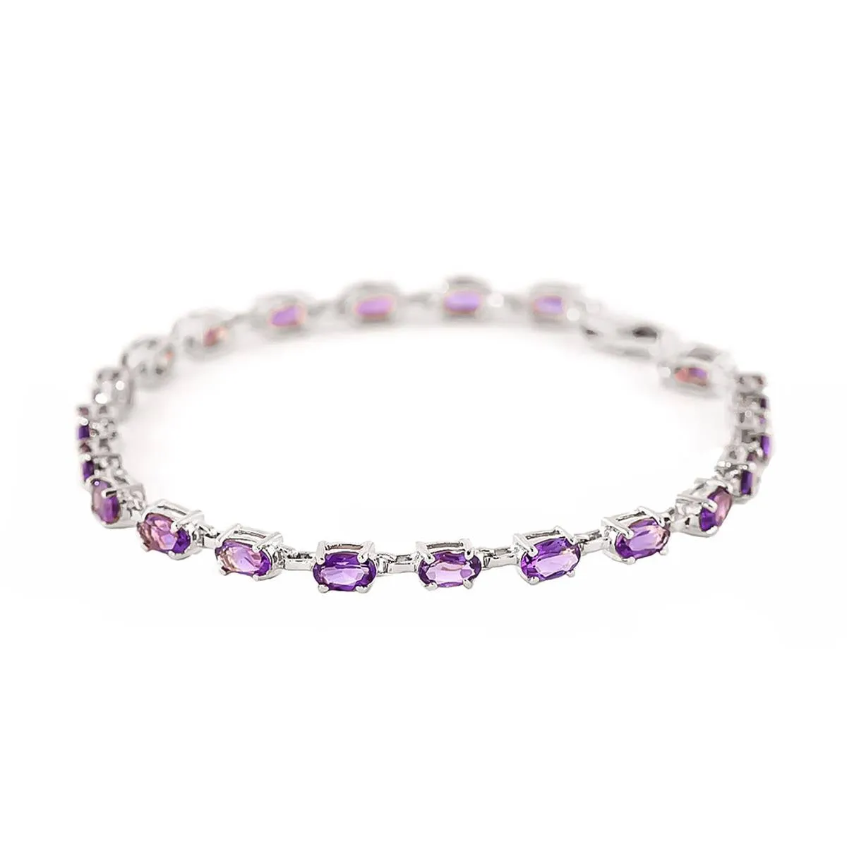 5.5 Carat 14K Solid White Gold Tennis Bracelet Amethyst