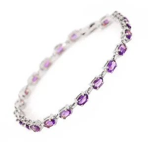 5.5 Carat 14K Solid White Gold Tennis Bracelet Amethyst