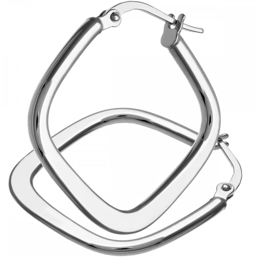 9ct White Gold Square Hoop Earrings