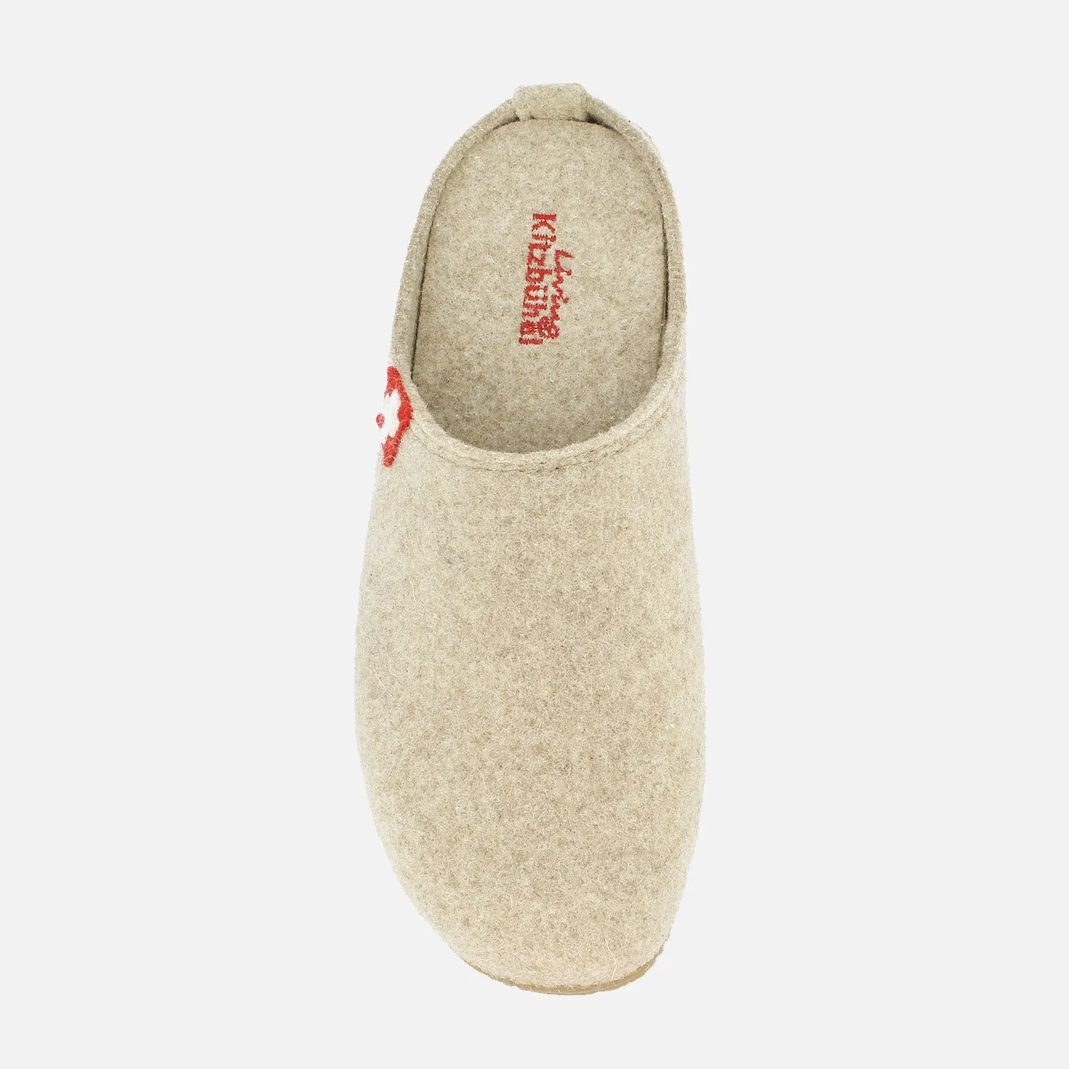 Adults Felted Wool Swiss Cross Slipper - Natural