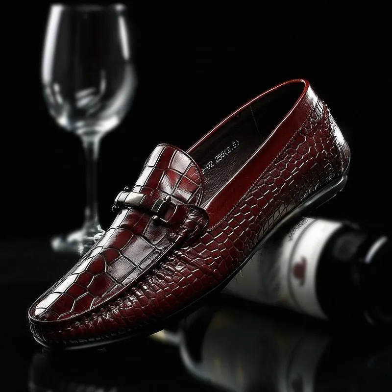 AlliLux Exotic Texture Slip-On Loafers