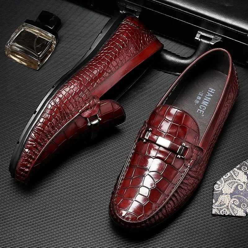 AlliLux Exotic Texture Slip-On Loafers