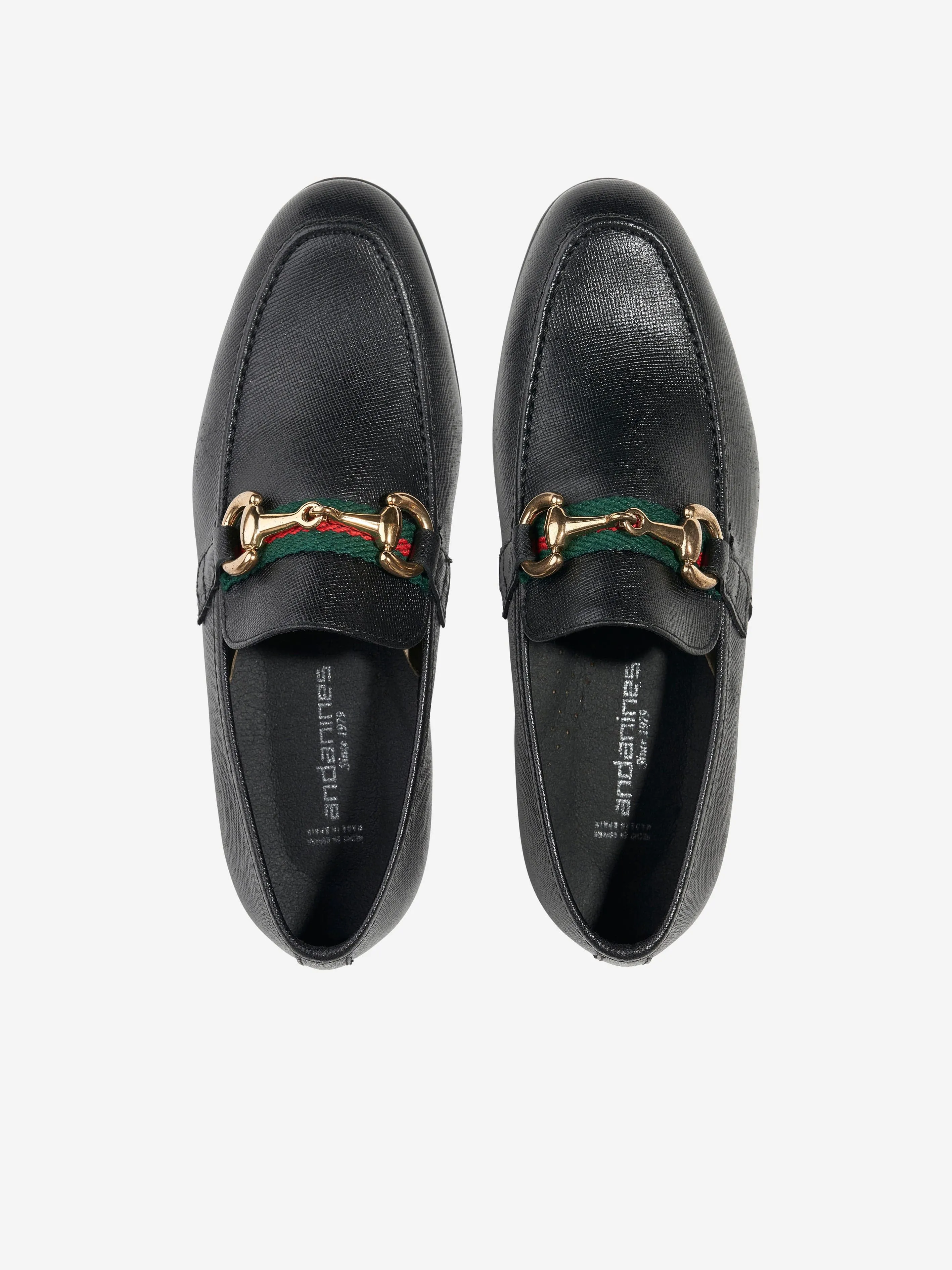 Andanines Boys Loafers With Embellished Buckle in Black