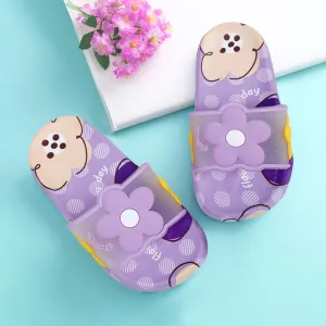 Baby Moo Floral 3D Beach Slippers Sliders - Purple