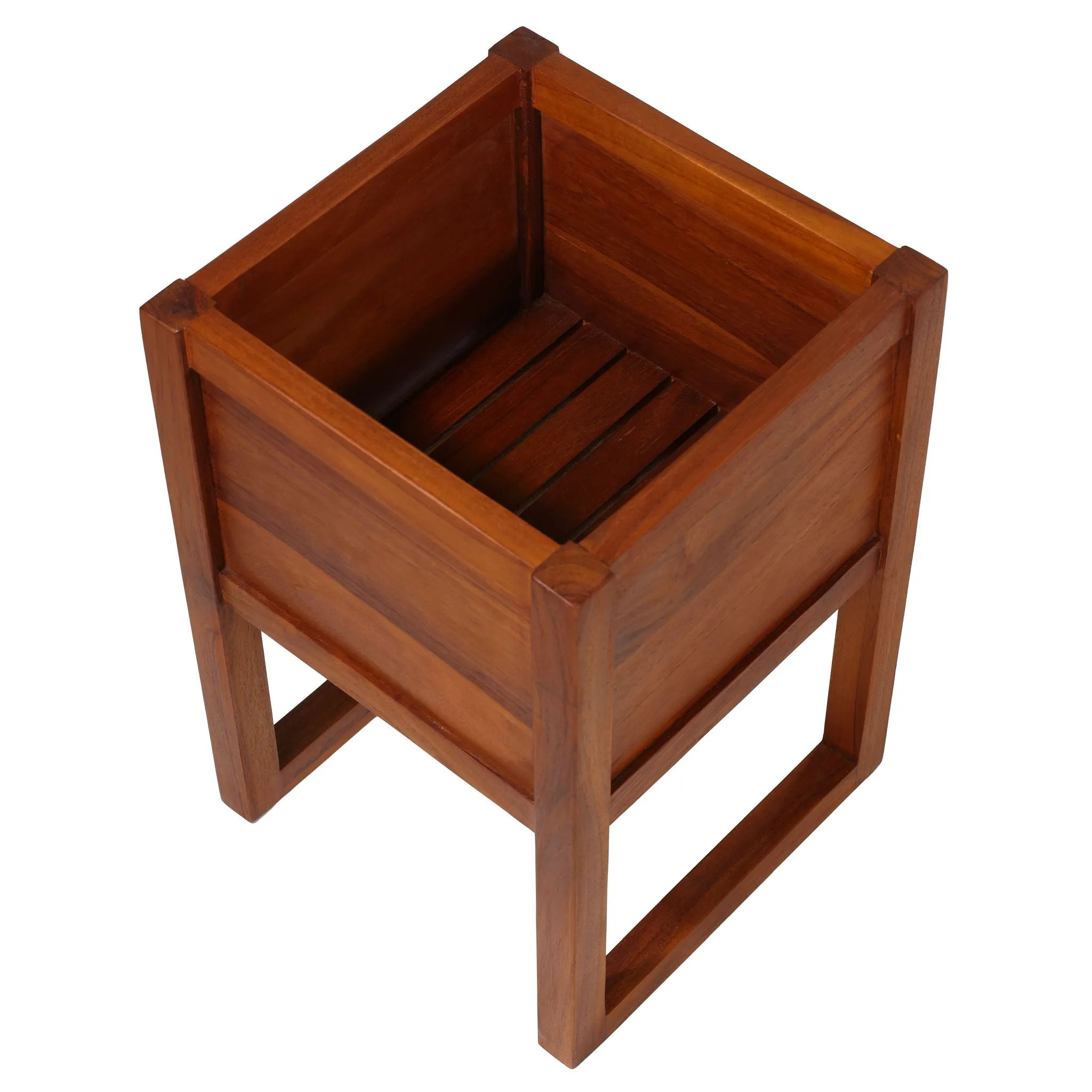 Bare Decor Jakar Plant Stand Riser in Solid Teak Wood 12x12x17.5