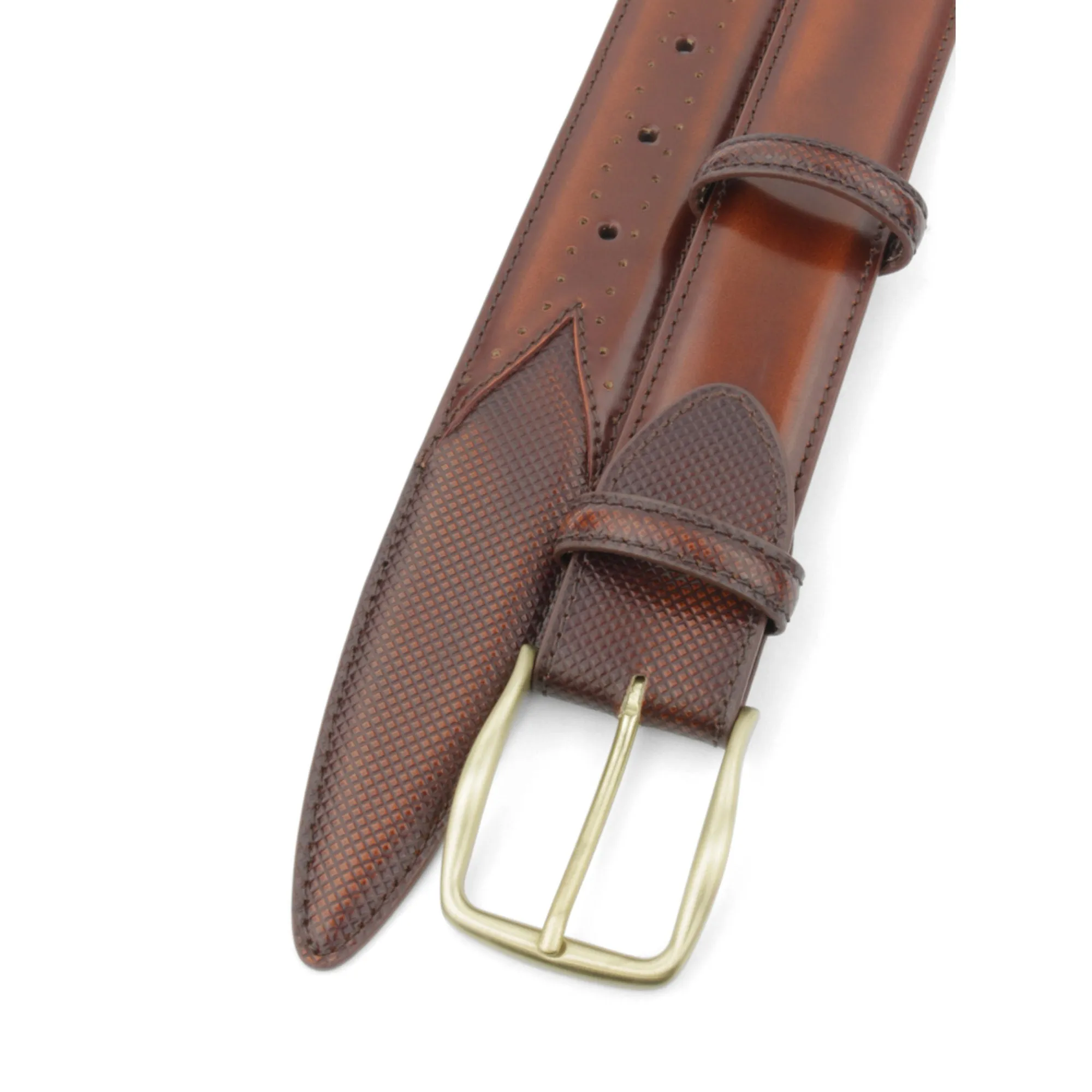 Belmondo Fudge Cordovan Satin Gold Belt