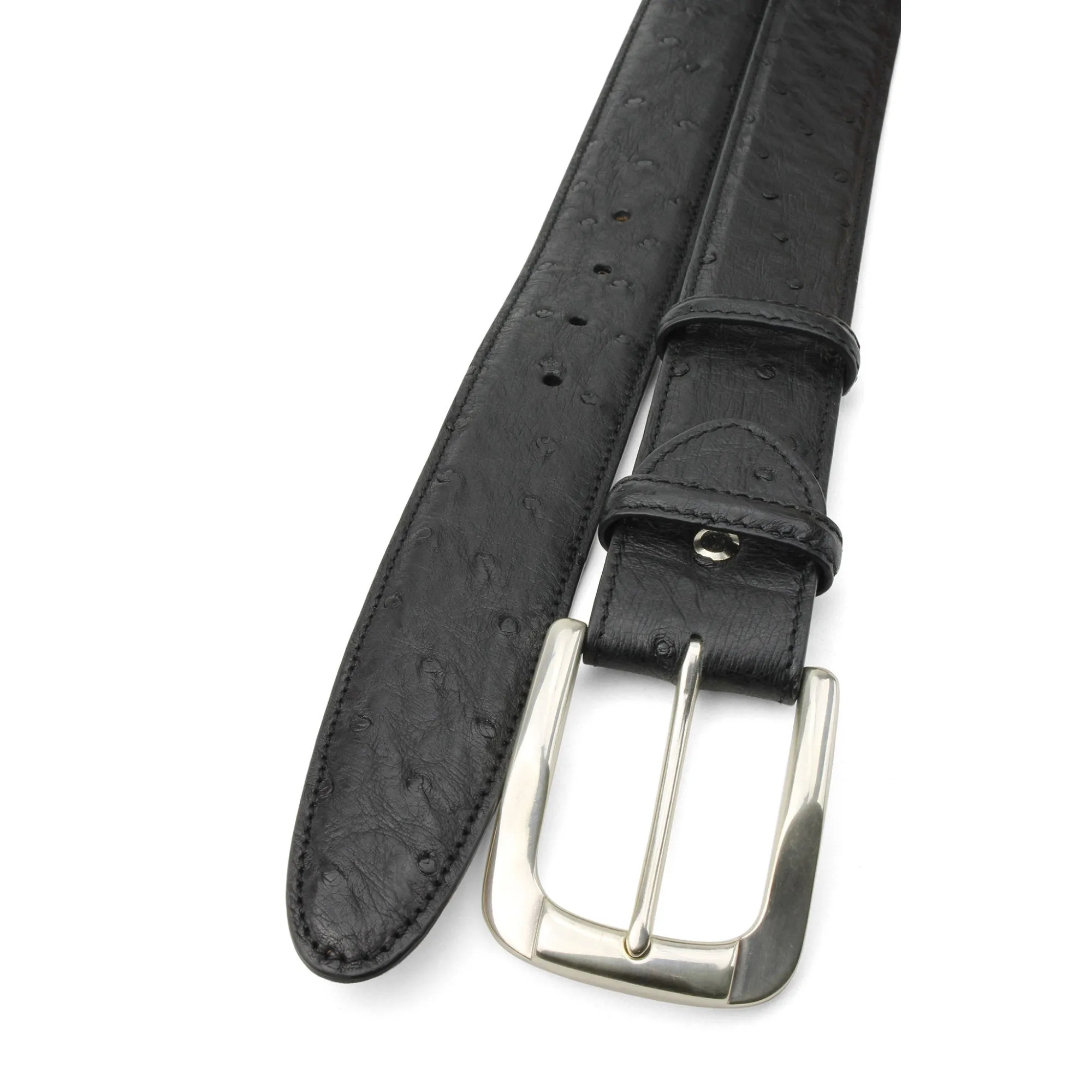 Black Genuine Ostrich Belt