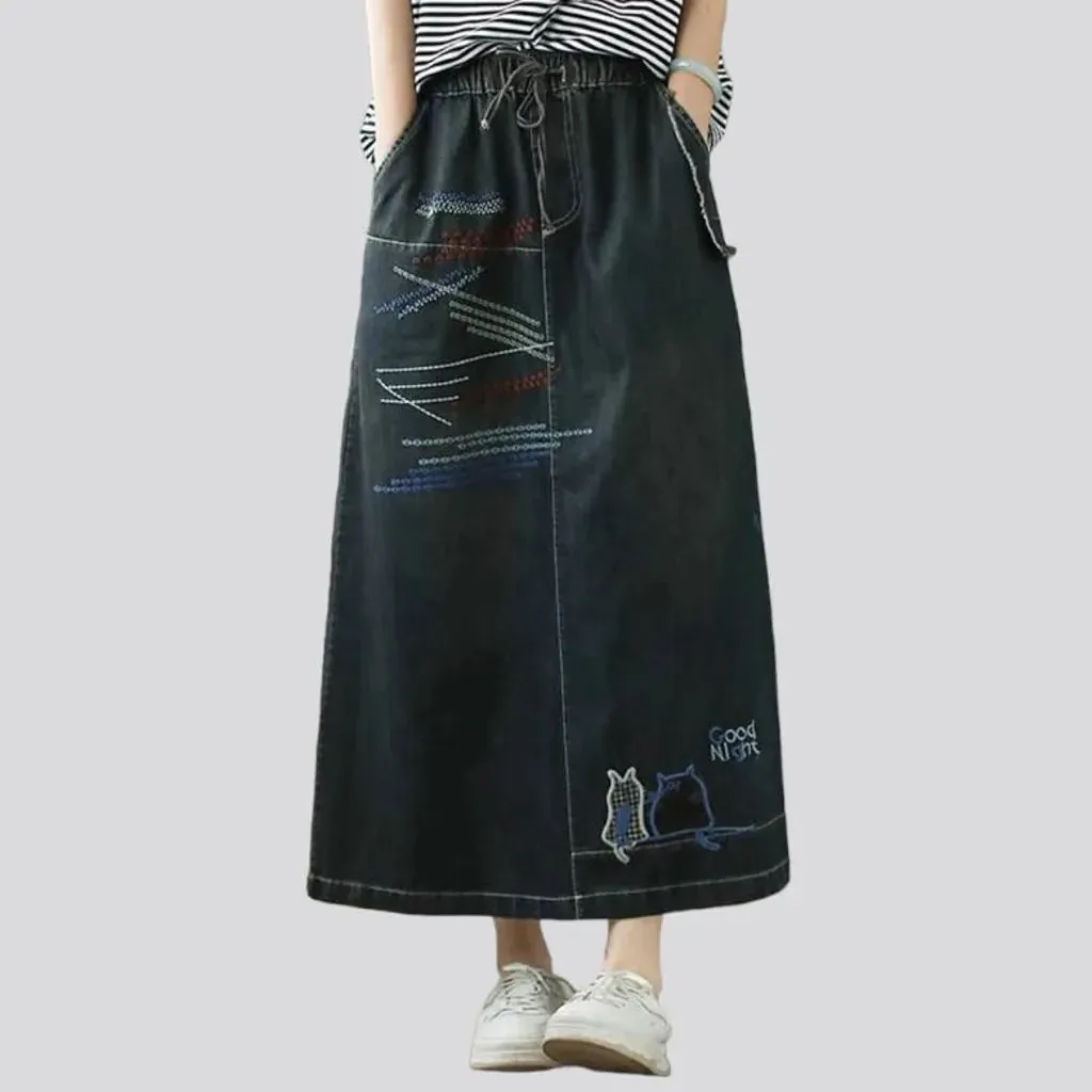 Boho denim skirt
 for women