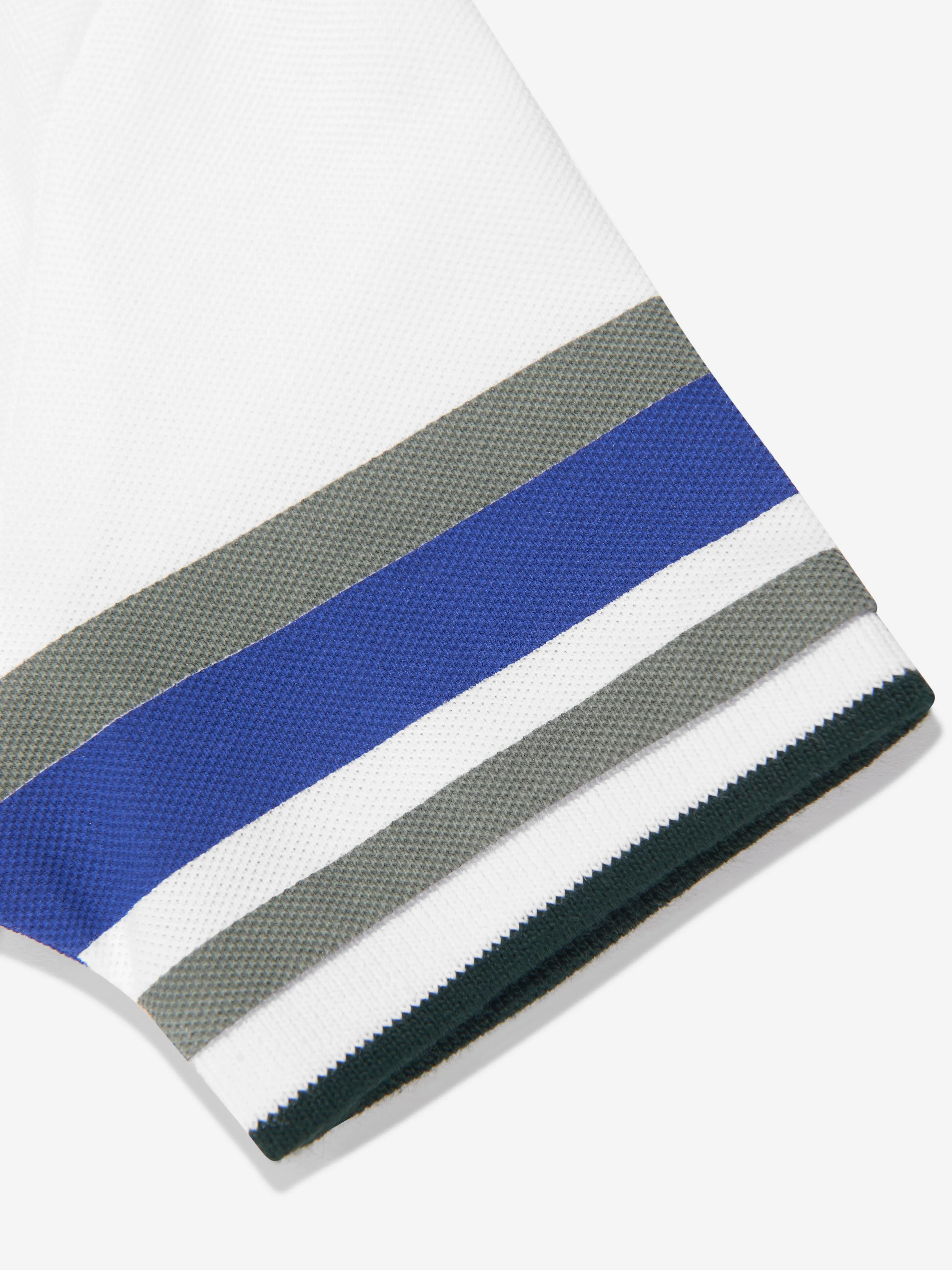 BOSS Boys Striped Sleeve Polo Shirt In White