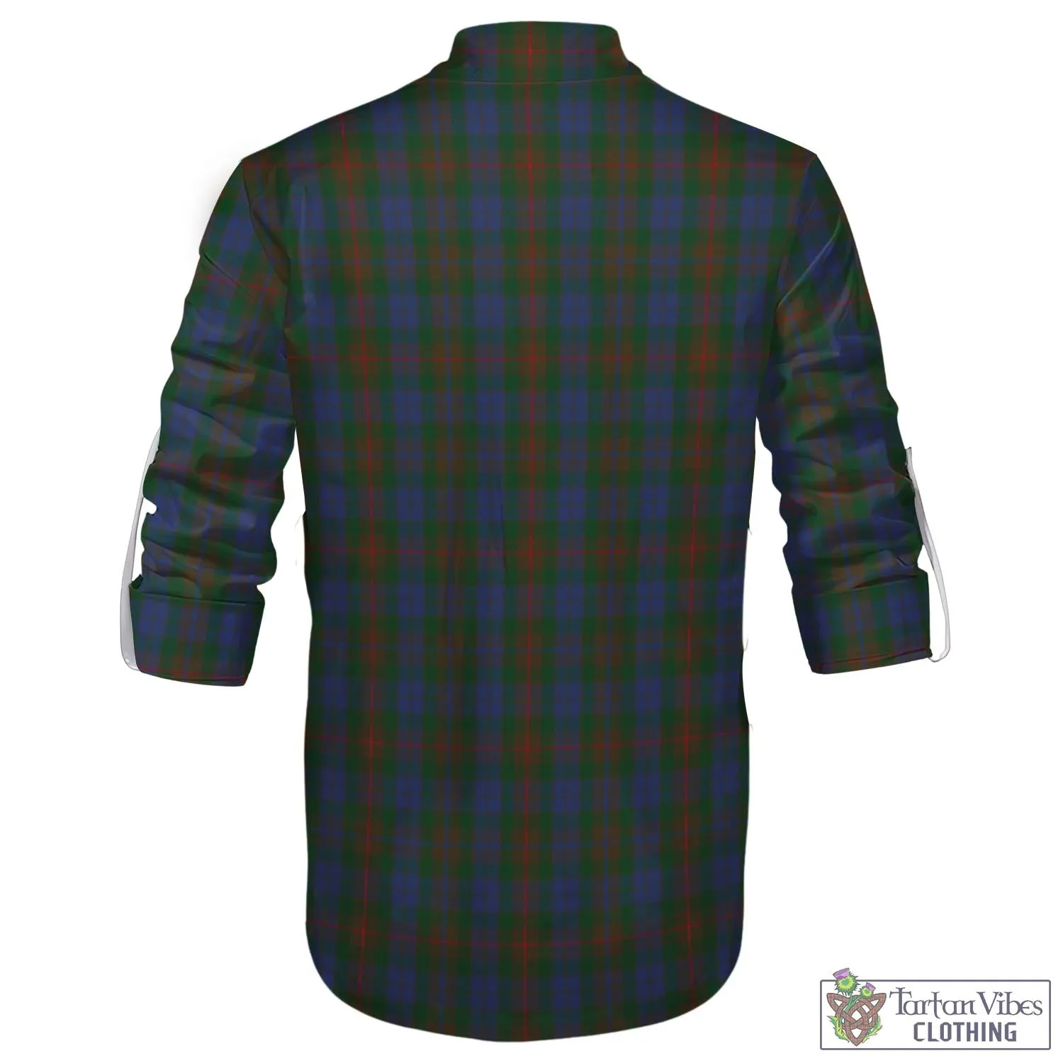 Buchanan Hunting Tartan Men's Scottish Traditional Jacobite Ghillie Kilt Shirt with Family Crest