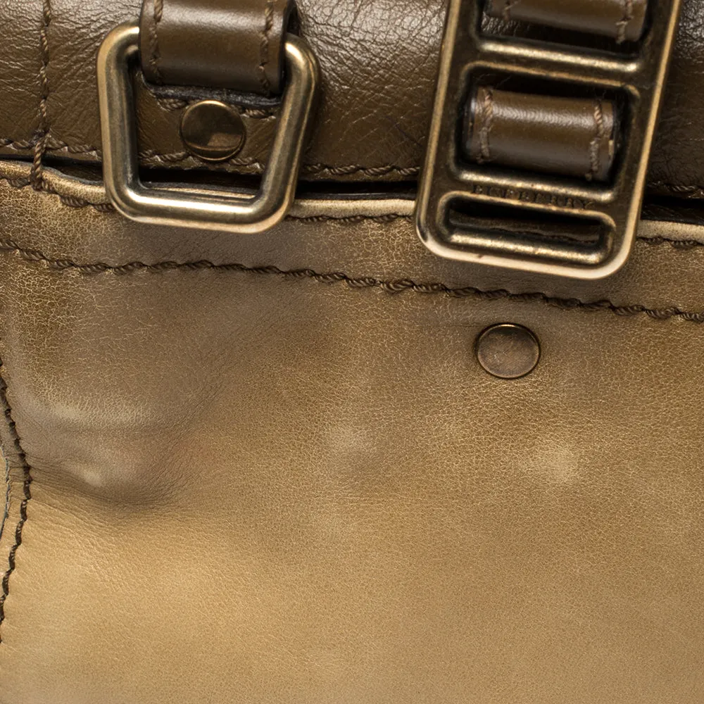 Burberry Two Tone Brown Leather Satchel