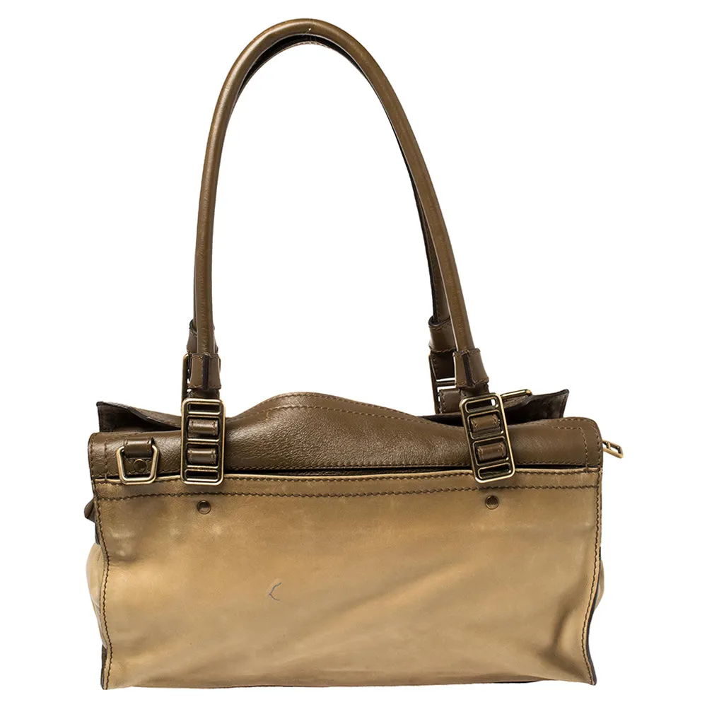 Burberry Two Tone Brown Leather Satchel