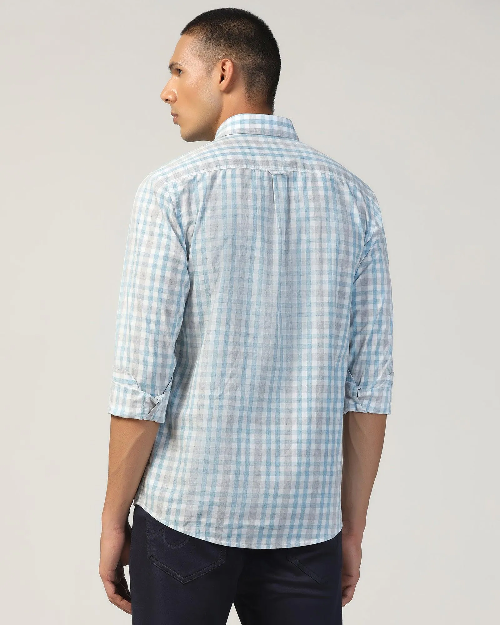 Casual Blue Check Shirt - Roster