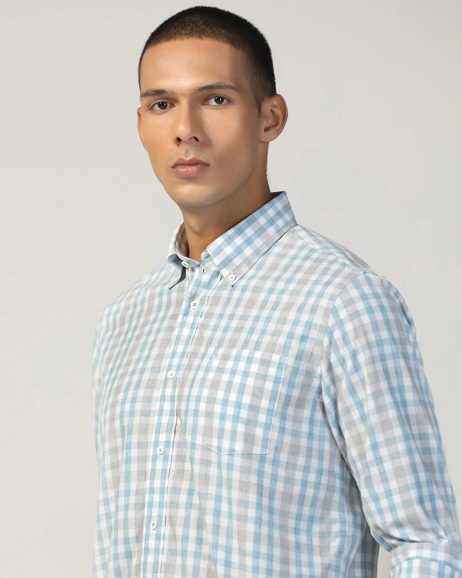 Casual Blue Check Shirt - Roster