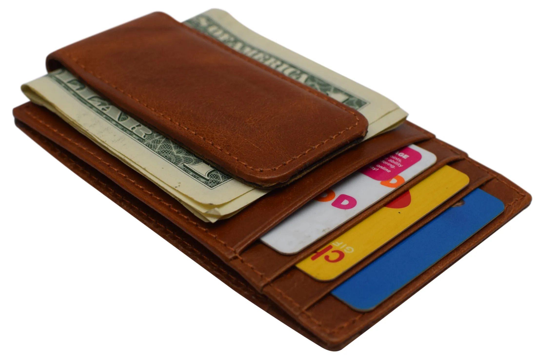 CAZORO Mens Leather Money Clip Magnet Front Pocket Wallet Slim ID Card Case