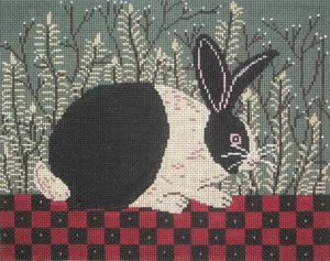 Checkerboard Bunny Needlepoint Canvas