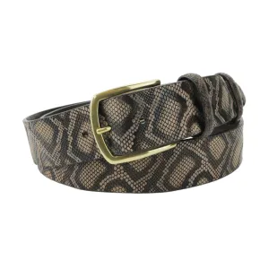 Choc Tone Python Texture Supple Gold Prong Belt