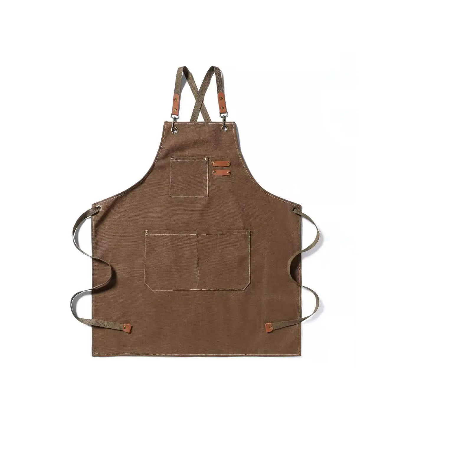 Cotton Canvas Chef Apron Adjustable Strap Cross Back Apron with Pockets for Women and Men