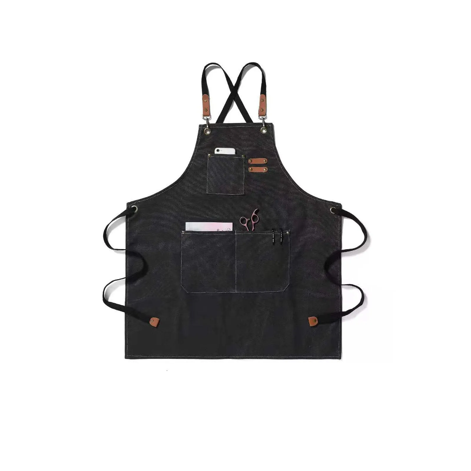 Cotton Canvas Chef Apron Adjustable Strap Cross Back Apron with Pockets for Women and Men