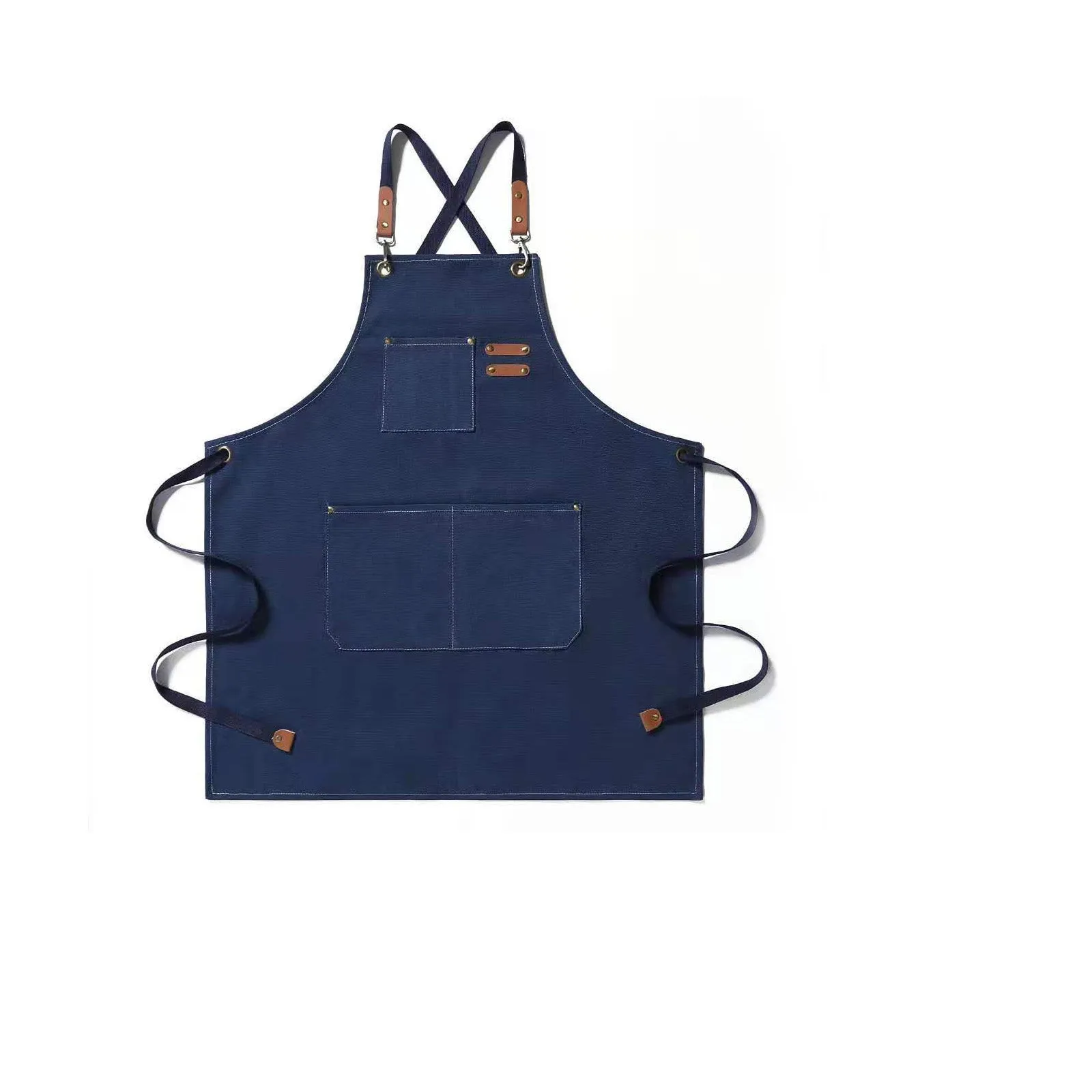 Cotton Canvas Chef Apron Adjustable Strap Cross Back Apron with Pockets for Women and Men