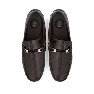 Crocodile Embossed Twisted rope Moccasins