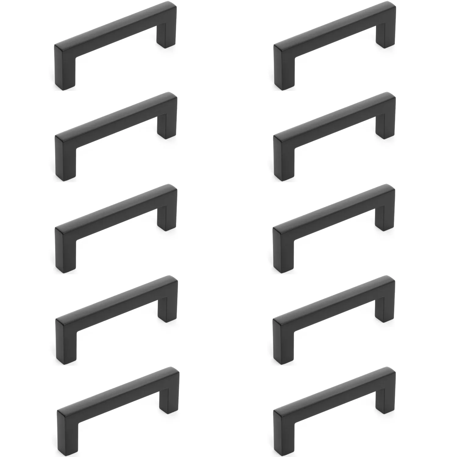 Diversa Matte Black 3" (76mm) Square Edge Solid Cabinet Bar Pull - 10 PACK