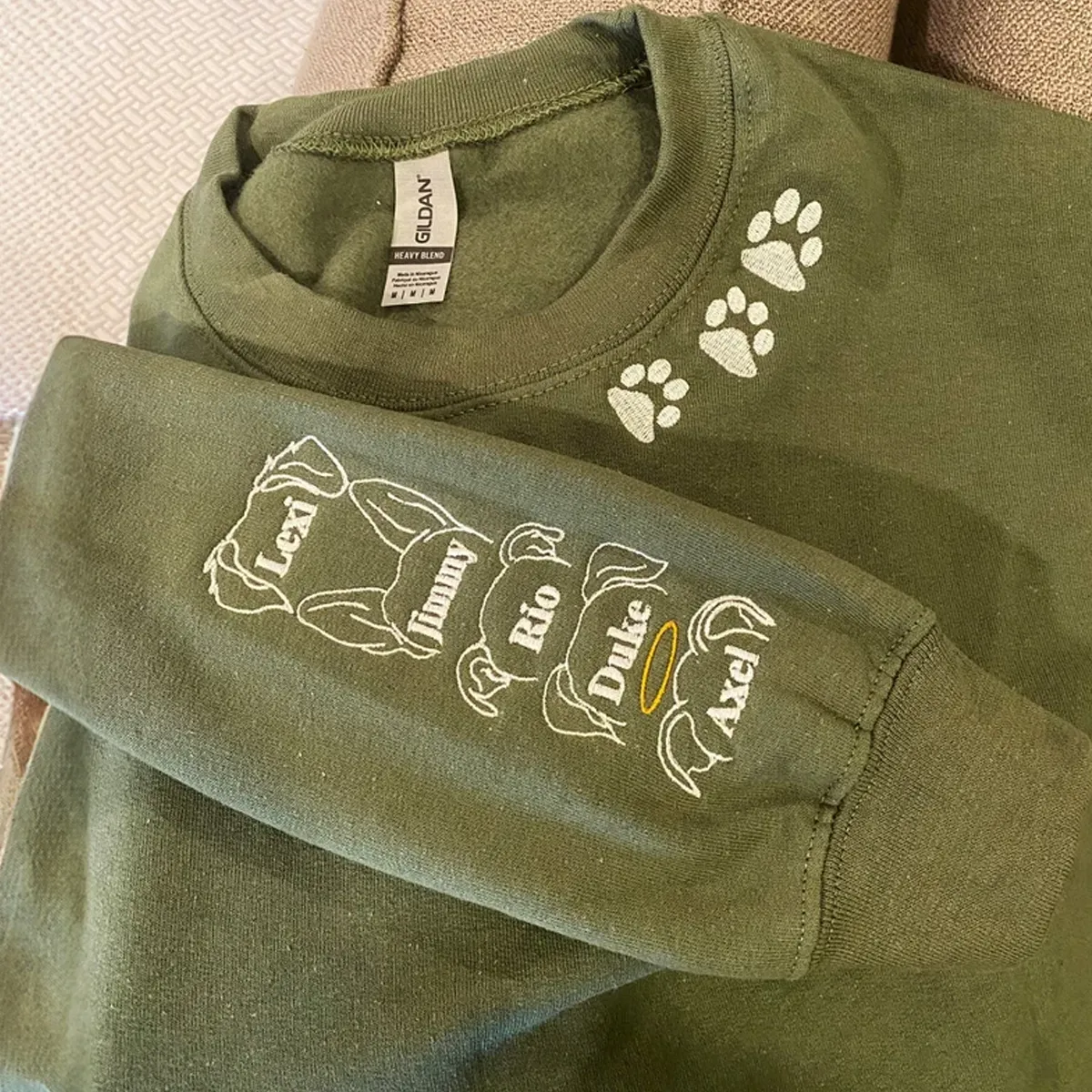 Dog Paw Sweatshirt, Hoodie Embroidered with Dog Ear, Name for Dog Lover