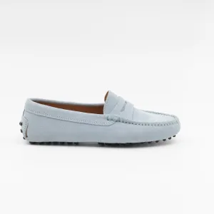 Driving Shoe in Light Blue Suede