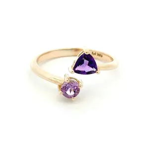 Elegant Rose Gold Ring with Amethyst Stones