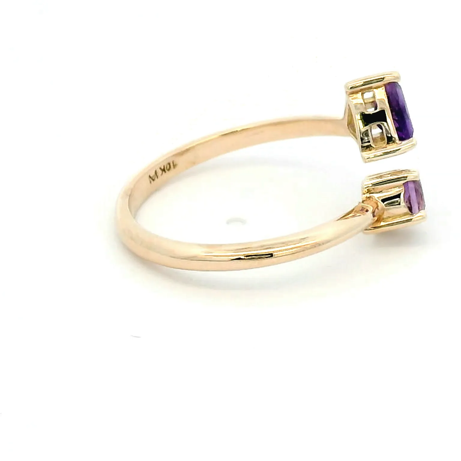 Elegant Rose Gold Ring with Amethyst Stones