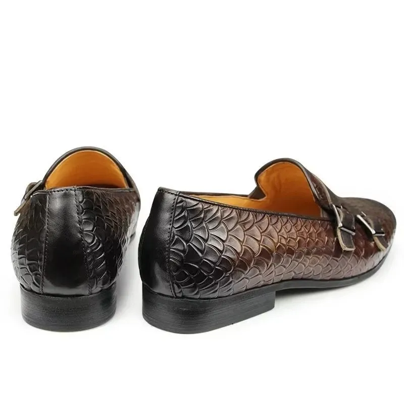 ElegantLuxe Croc Pattern Elegant Slip On Loafers