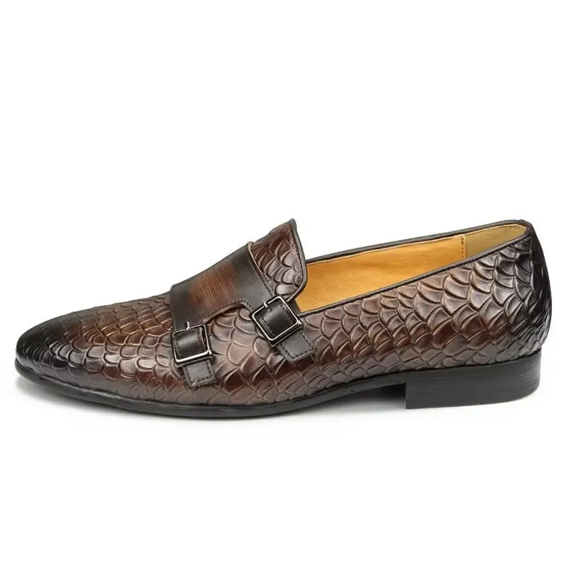 ElegantLuxe Croc Pattern Elegant Slip On Loafers