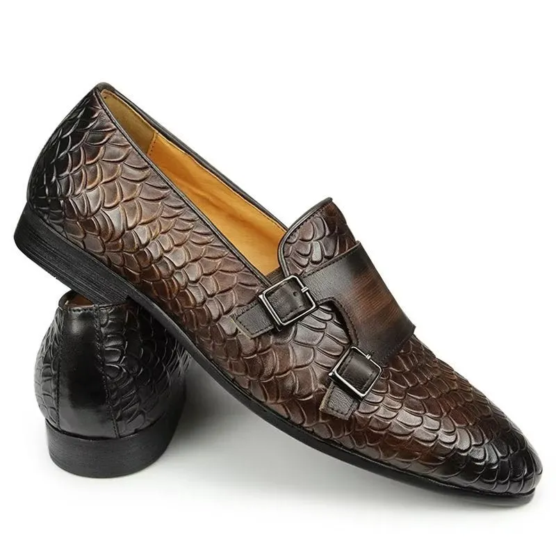 ElegantLuxe Croc Pattern Elegant Slip On Loafers