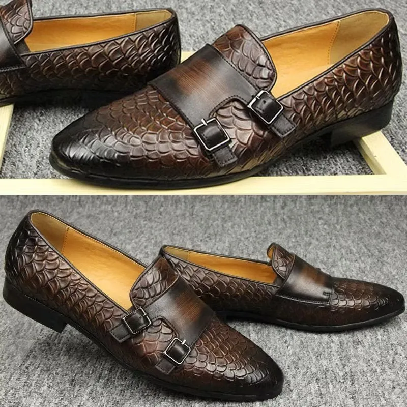 ElegantLuxe Croc Pattern Elegant Slip On Loafers