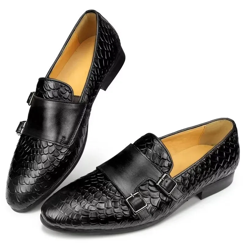 ElegantLuxe Croc Pattern Elegant Slip On Loafers