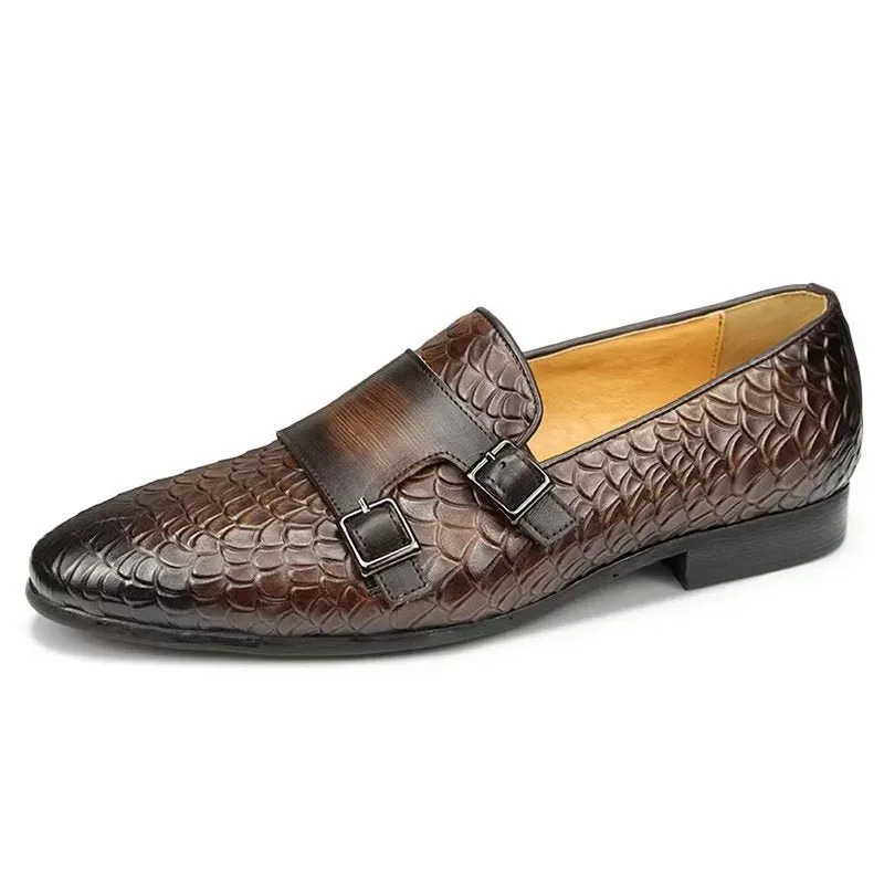 ElegantLuxe Croc Pattern Elegant Slip On Loafers