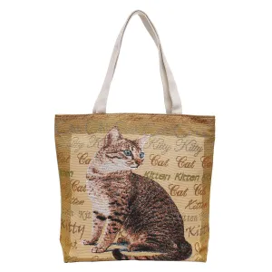 Empire Cove Cat Print Cotton Canvas Tote Bags Reusable Beach Shopping