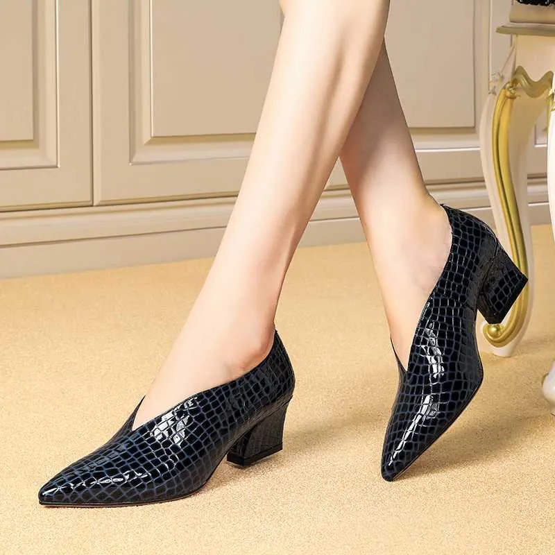 Exotic Alligator Block Heel Slip-On Loafers