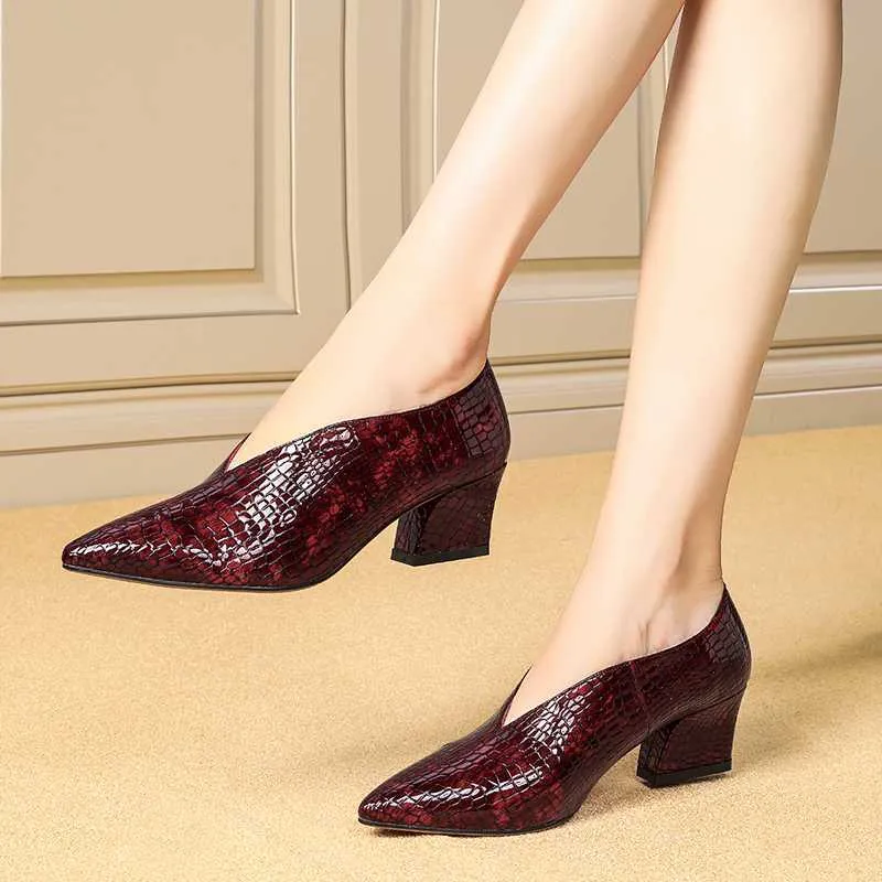 Exotic Alligator Block Heel Slip-On Loafers