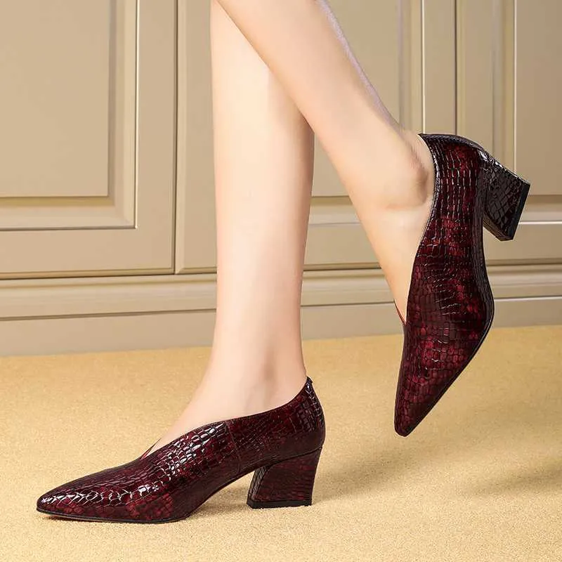 Exotic Alligator Block Heel Slip-On Loafers