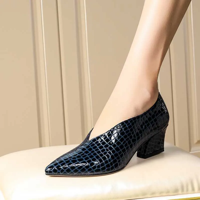 Exotic Alligator Block Heel Slip-On Loafers