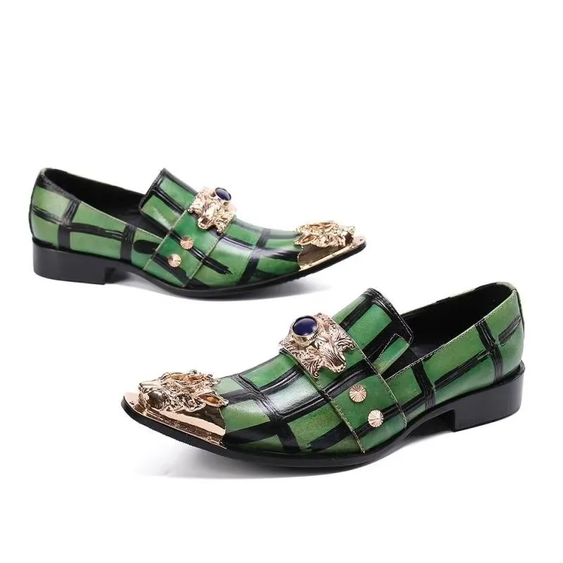 ExoticLux Leather Slip-on Loafers