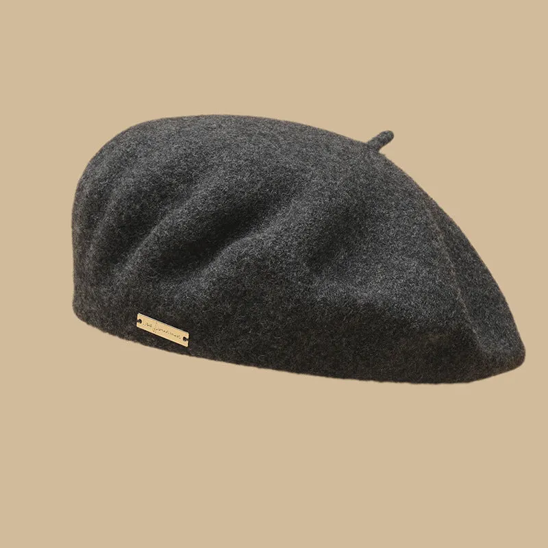 Female beret, vintage in autumn and winter, woolen cloth, octagonal hat, versatile painter hat