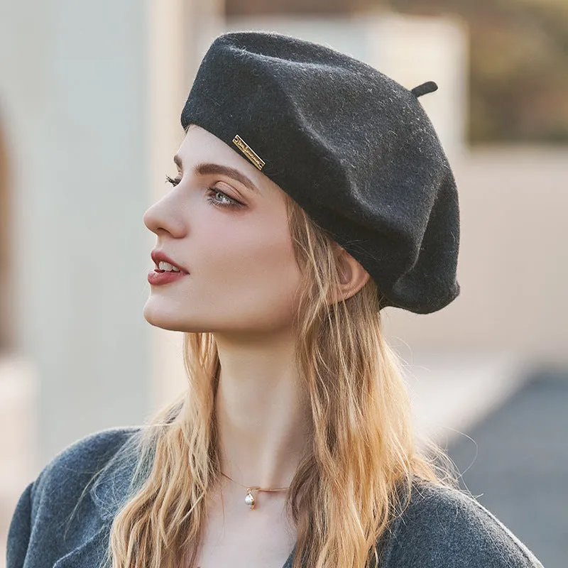 Female beret, vintage in autumn and winter, woolen cloth, octagonal hat, versatile painter hat