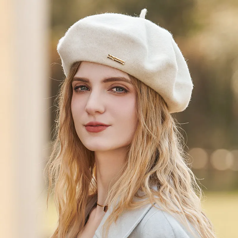 Female beret, vintage in autumn and winter, woolen cloth, octagonal hat, versatile painter hat